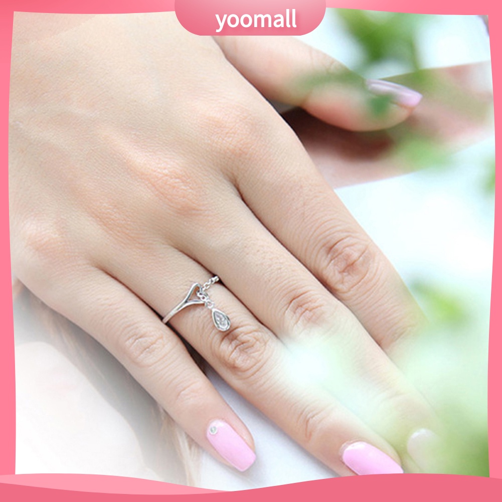 Nhẫn Hở Hình Trái Tim Phối Dây Xích Dễ Điều Chỉnh