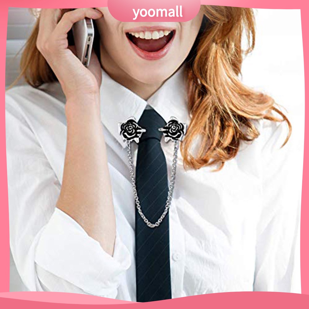 Ghim Cài Áo Hình Hoa Hồng Phối Dây Xích Thời Trang Cho Nữ