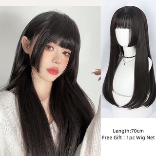 Tóc giả thẳng dài màu tím / đen / hồng / đỏ rượu cosplay cho nam và nữ