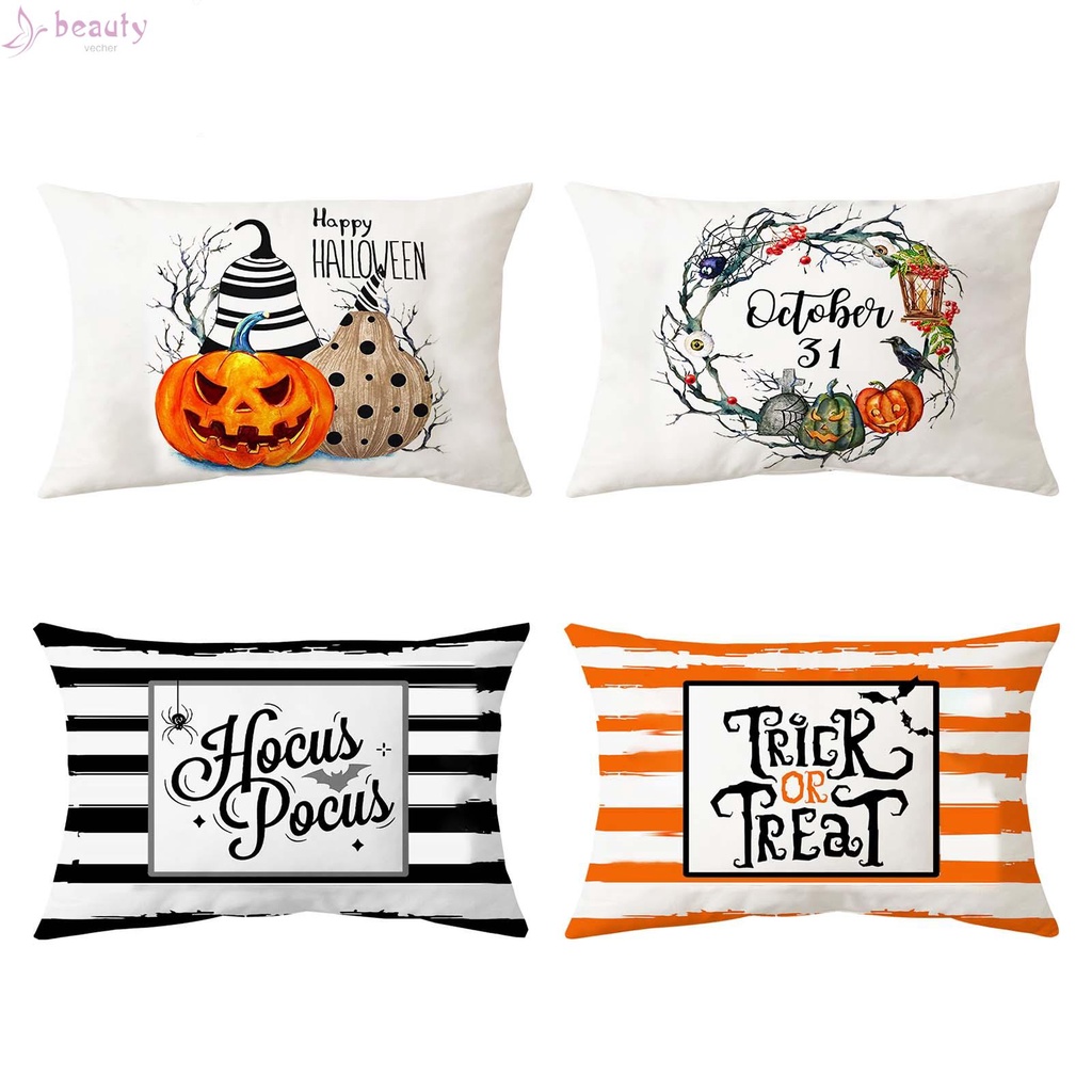 Bộ 4 Vỏ Gối Phong Cách Halloween Độc Đáo