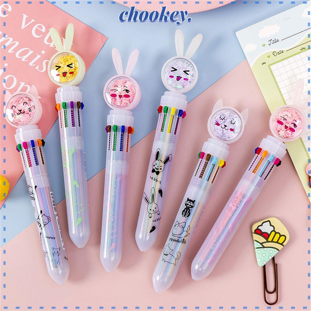 CHOOKEY 1 Bút Bi 10 Màu Phong Cách Hàn Quốc