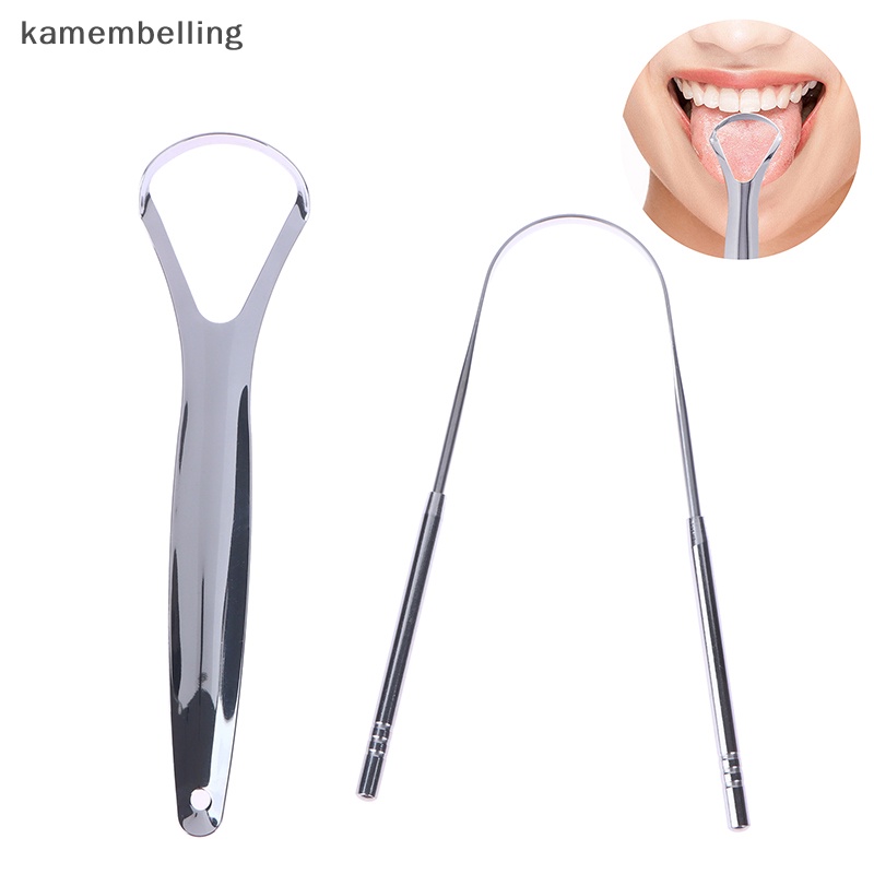 Kamembelling Set 2 Dụng Cụ Nạo Lưỡi Bằng Thép Không Gỉ Loại Bỏ Hơi Thở Chăm Sóc Răng Miệng