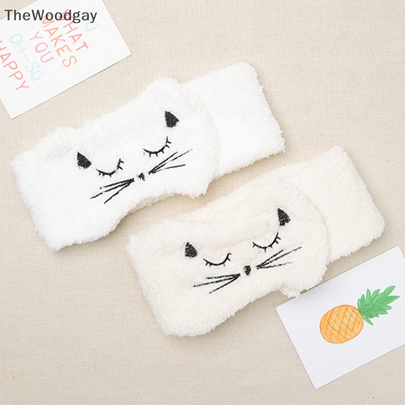 Băng Đô Cài Tóc Bằng Vải Lông Cừu San Hô Hình Mèo Dễ Thương Cho Nữ