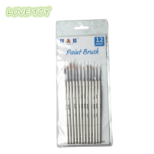 Set 12 Cọ Vẽ Màu Nước Đầu Nhọn Chuyên Nghiệp