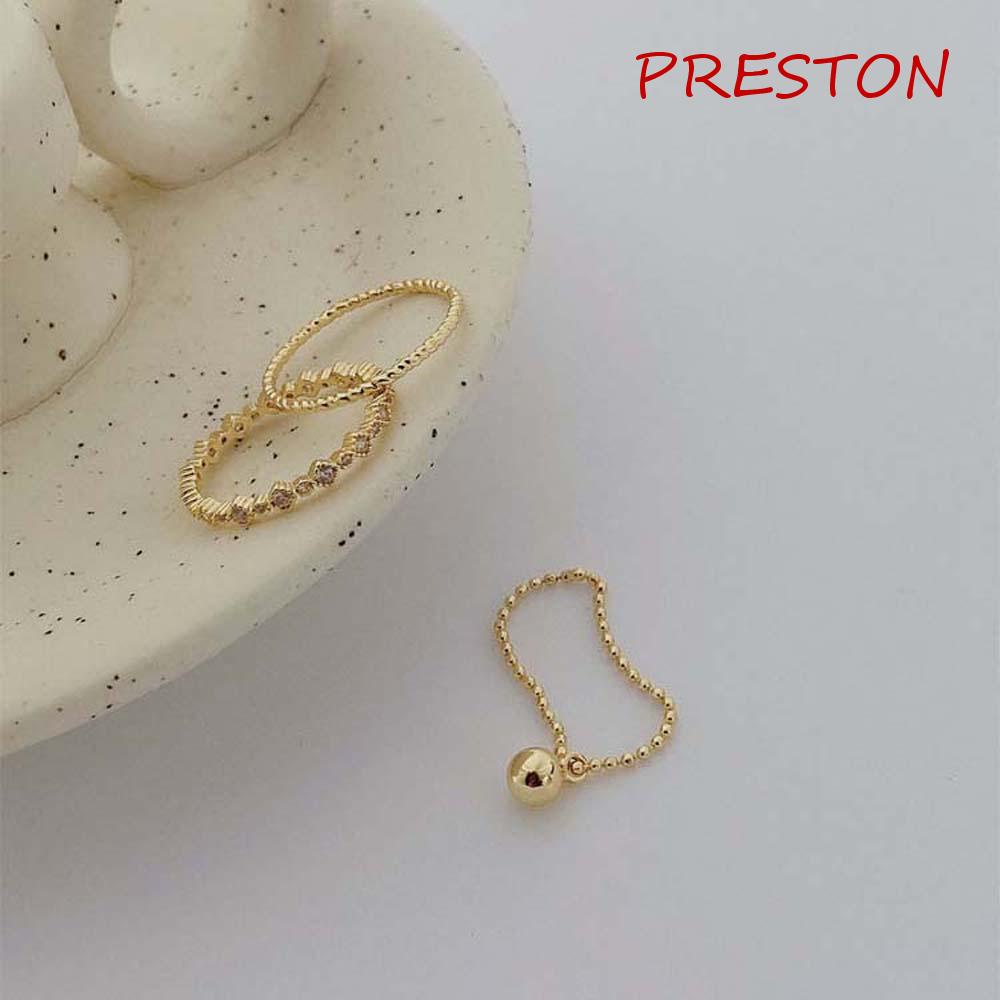 PRESTON Nhẫn Đồng Phong Cách Hàn Quốc Cổ Điển Thời Trang Dành Cho Nữ
