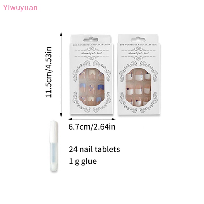 < Yiwuyuan > Móng Tay Giả Dài Màu Tím Kim Tuyến Có Thể Tháo Rời