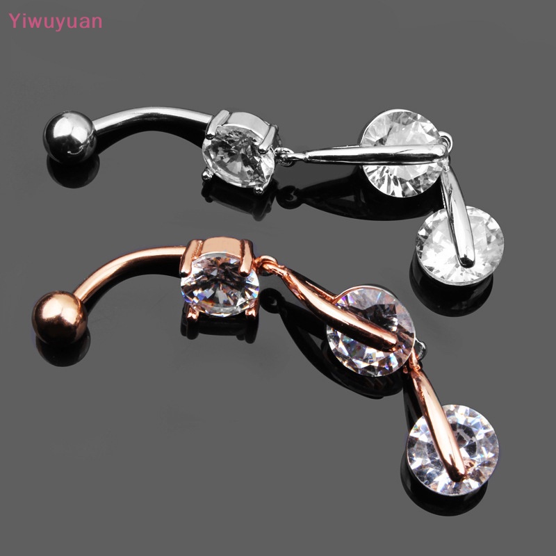< Yiwuyuan > Khuyên Rốn Đính Đá Zircon Hình Giọt Nước Thời Trang Quyến Rũ Phụ Kiện Trang Sức Cho Nữ Mới