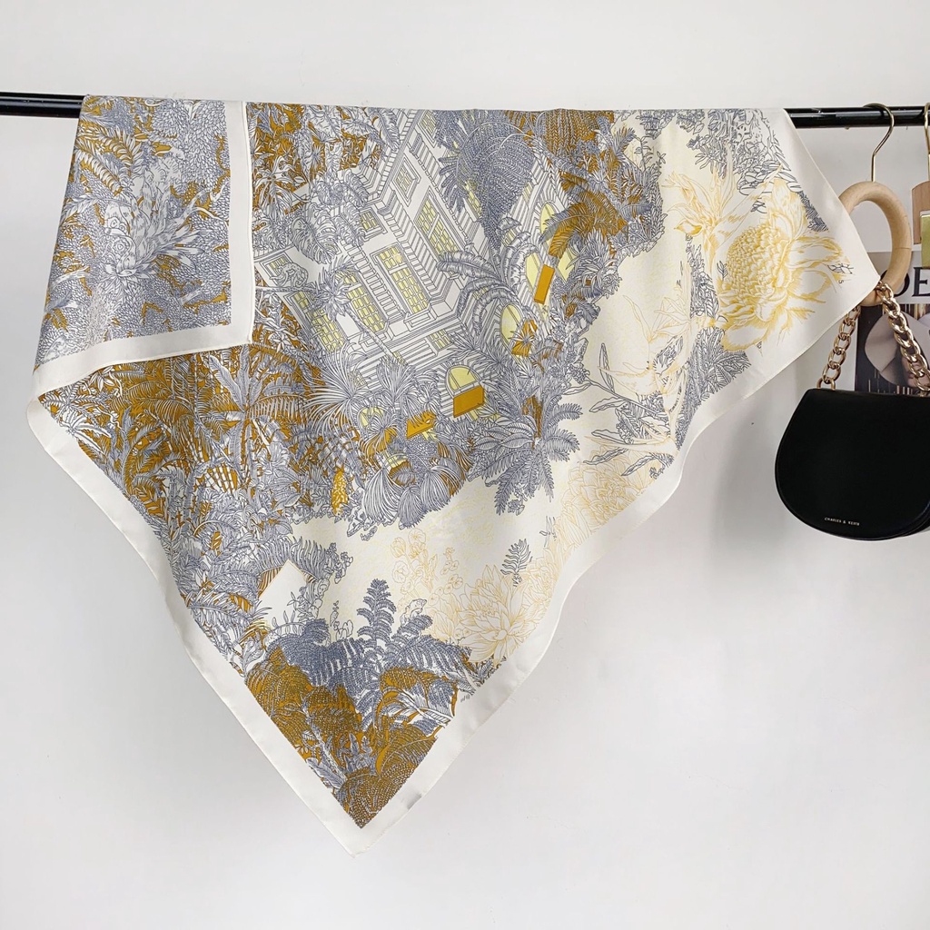Khăn Quàng Cổ Vuông In Số 90 Bằng Lụa Cao Cấp Phong Cách Mới Thanh Lịch Dễ Phối Đồ Dành Cho Nữ