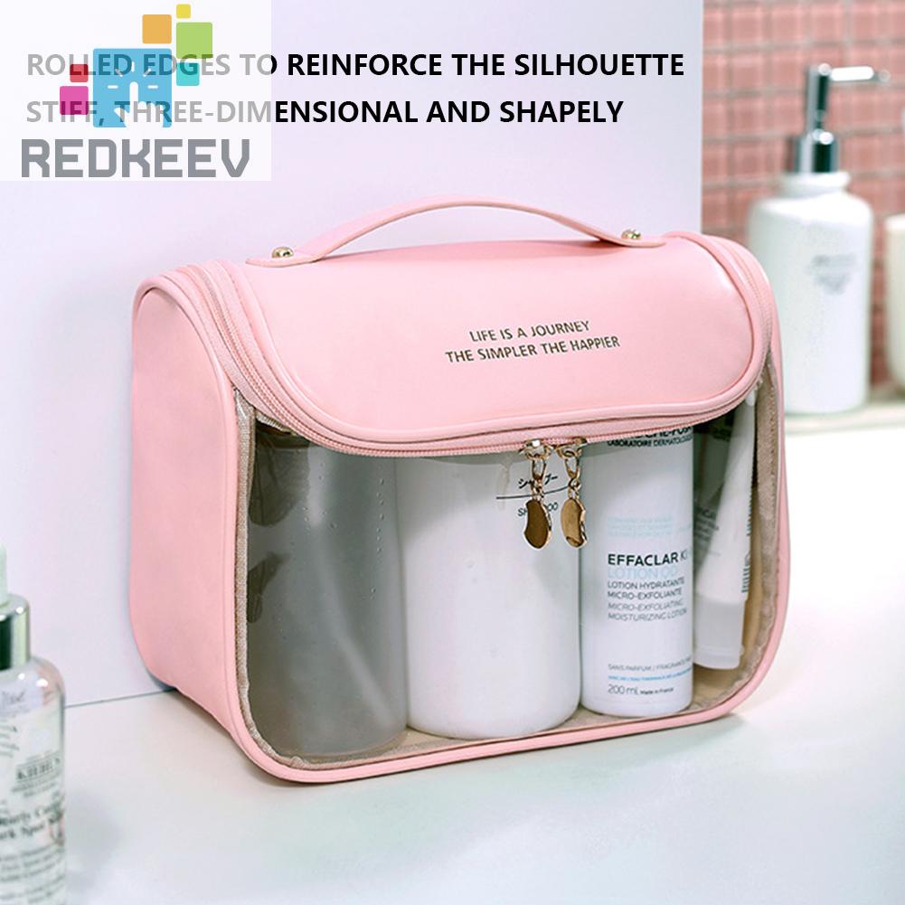 Túi Đựng Mỹ Phẩm Bằng PVC Sức Chứa Lớn Kèm Móc Treo Tiện Dụng