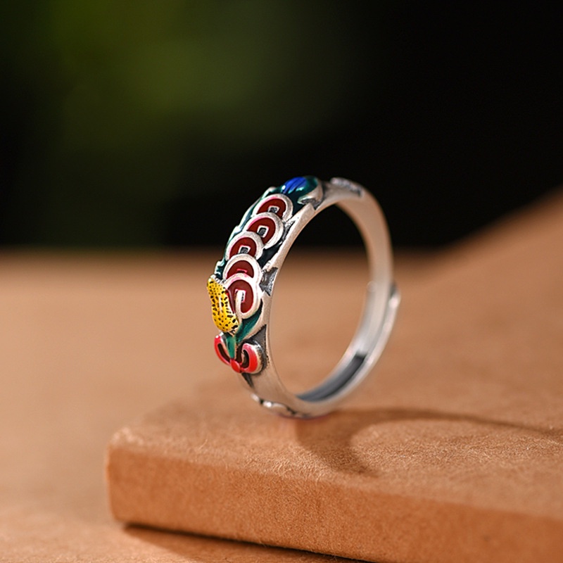 Nhẫn Hở Hình Đồng Xu Bạc Thái Thời Trang Cho Nam Nữ