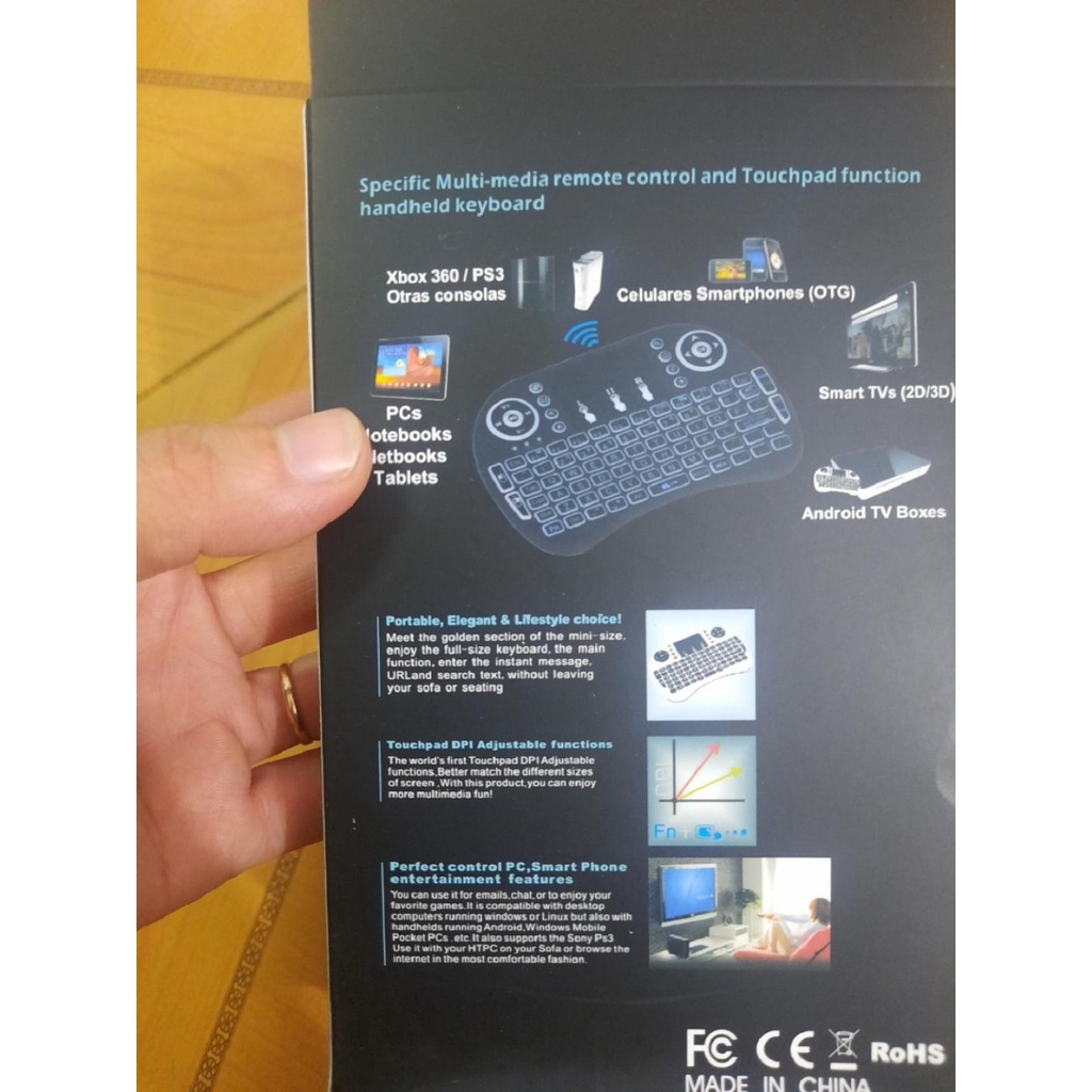 Chuột Bay Kiêm Bàn Phím Không Dây UKB500 i8 Cho Smart Tivi & Android Box, dùng pin AAA, có đèn led 7 màu