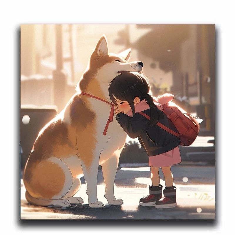 Bộ Tranh Sơn Dầu Kỹ Thuật Số Tự Làm Hình Chú Chó Shiba Inu BP2 30 * 30cm