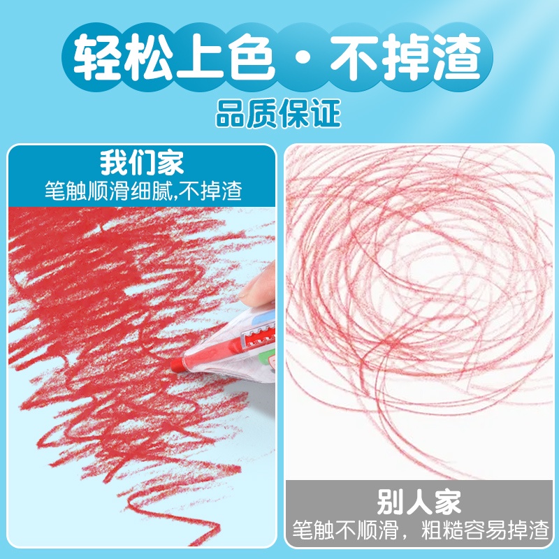 Bút Sáp Tô Màu 8 Trong 1 Dành Cho Bé, Sẽ không làm bẩn tay bạn, nhấn công tắc đầu để xoay