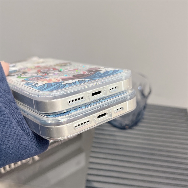Ốp Điện Thoại Cát Chảy Trong Suốt In Hoạt Hình One Piece Cho iPhone 14 Pro Max / 14 Pro / 13 Pro Max / 12 Pro Max / 11 Pro Max