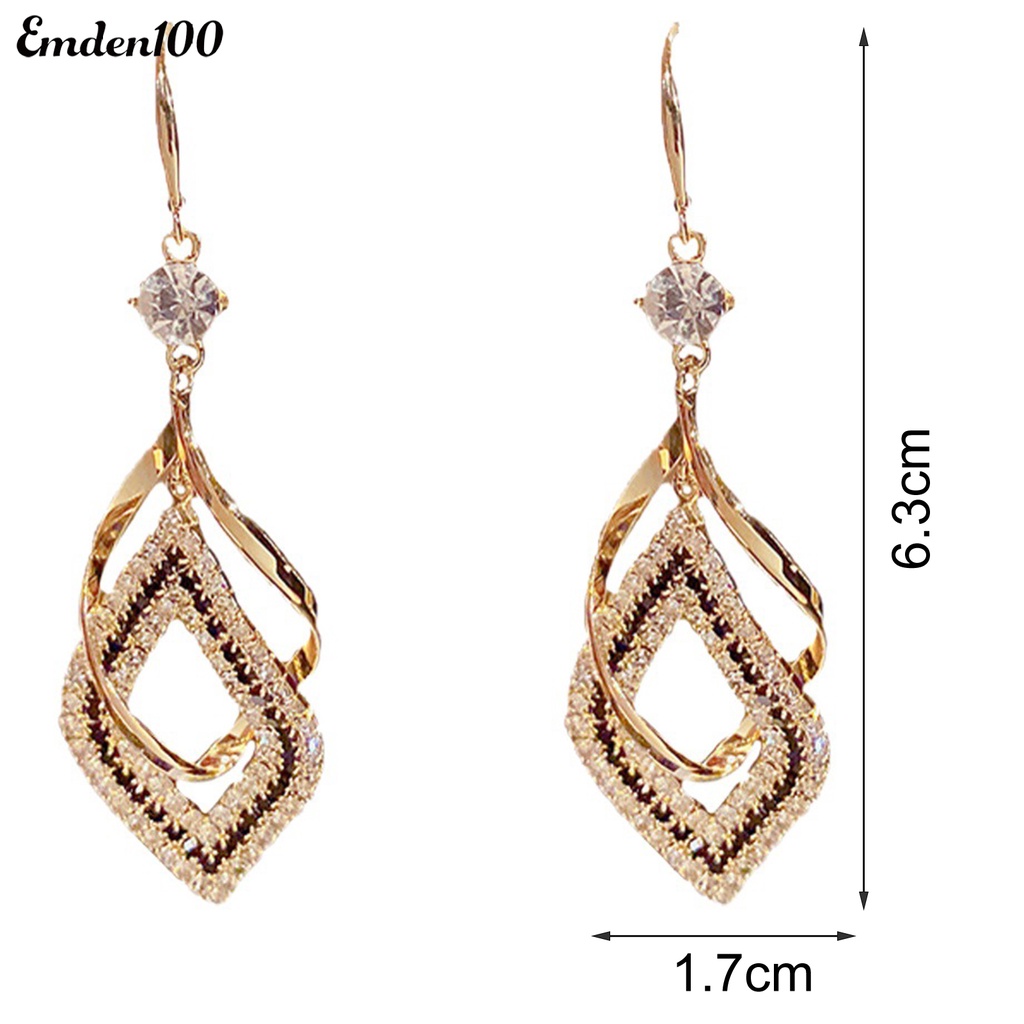 1 Đôi Bông Tai Nữ Đính Đá Phong Cách Vintage Xinh Xắn