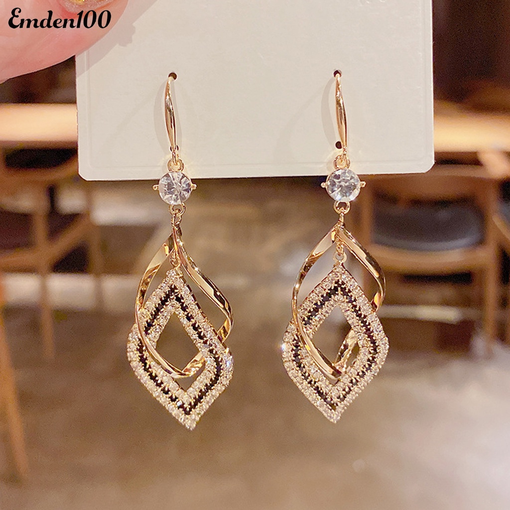 1 Đôi Bông Tai Nữ Đính Đá Phong Cách Vintage Xinh Xắn