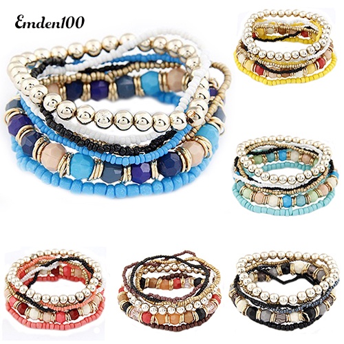 Vòng Tay Chuỗi Hạt Nhiều Lớp Phong Cách Bohemia Cho Nữ