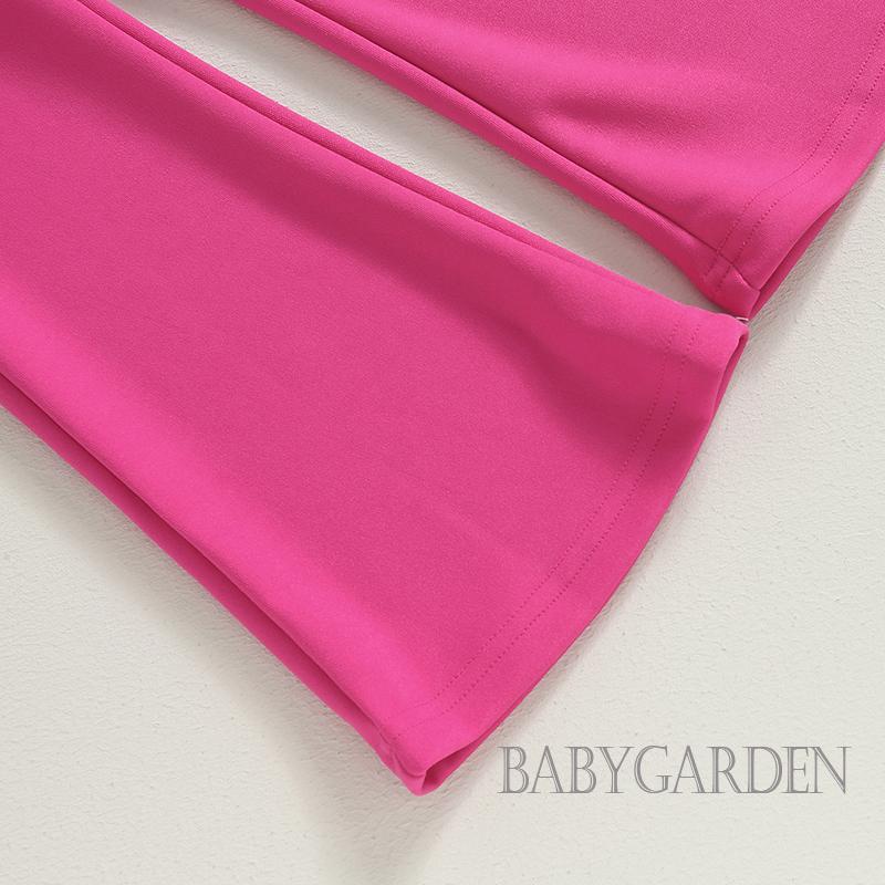 Set Đồ 2 Món Gồm Áo Khoác Tay Dài Màu Sắc Tương Phản Kèm Quần Ống Loe Cho Bé Gái 4-7 Tuổi