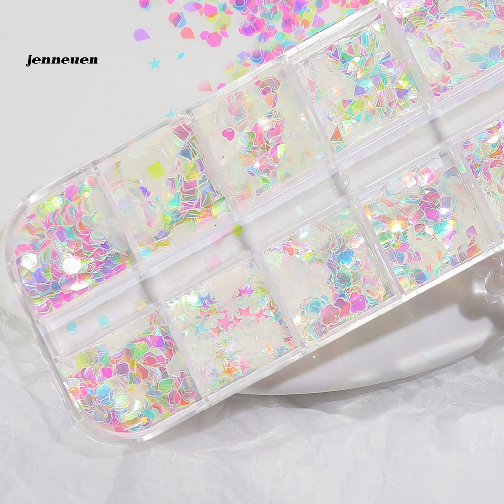 1 Hộp 12 Ngăn Đựng Hạt Tròn / Vuông Đa Năng Trang Trí Móng Tay Cho Bạn Gái