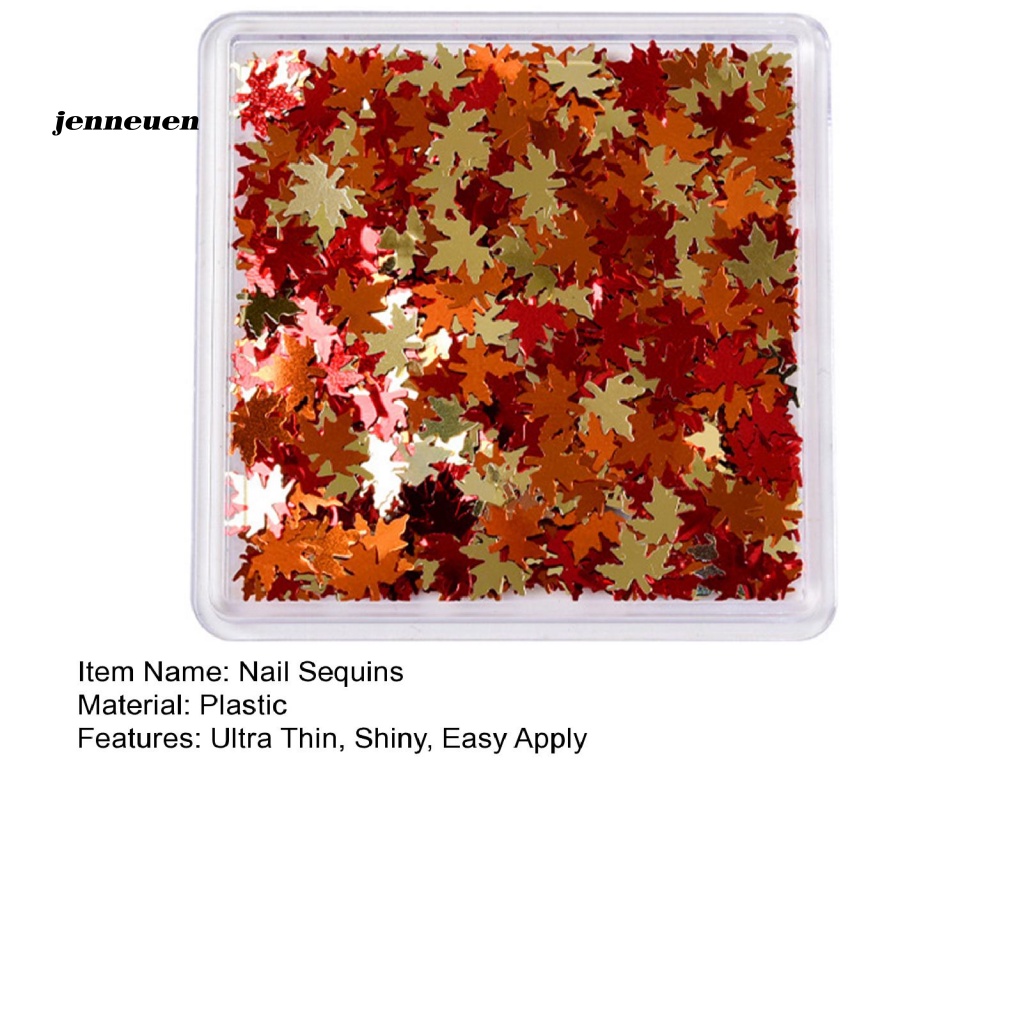 1 Hộp Nhãn Dán Trang Trí Móng Tay An Toàn Hình Lá Phong Lấp Lánh Siêu Mỏng