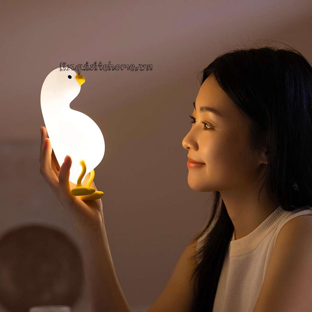 Đèn Ngủ 3 Bánh Răng 900mAh Bằng Silicone Hình Vịt Dùng Trang Trí Tiệc