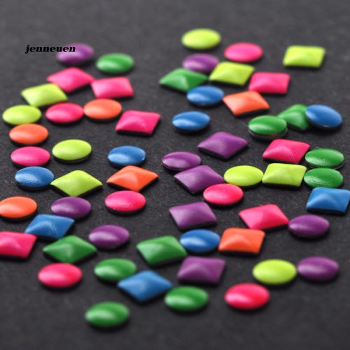 Set 500 Hạt Cườm Vuông / Tròn / Kim Loại 6 Màu Tự Trang Trí Móng Tay Nghệ Thuật