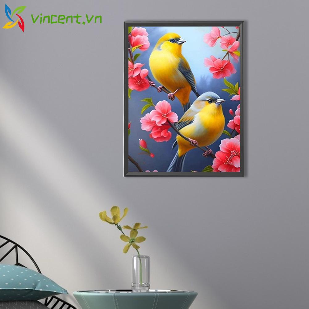 Tranh Đính Đá Kim Cương Toàn Bộ 5D DIY Hình Vẽ Chim Và Hoa