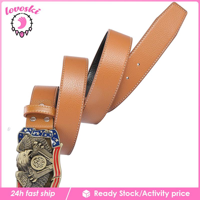 Thắt Lưng Da PU 38mm Có Lỗ Thời Trang Phương Tây Cho Nam Nữ