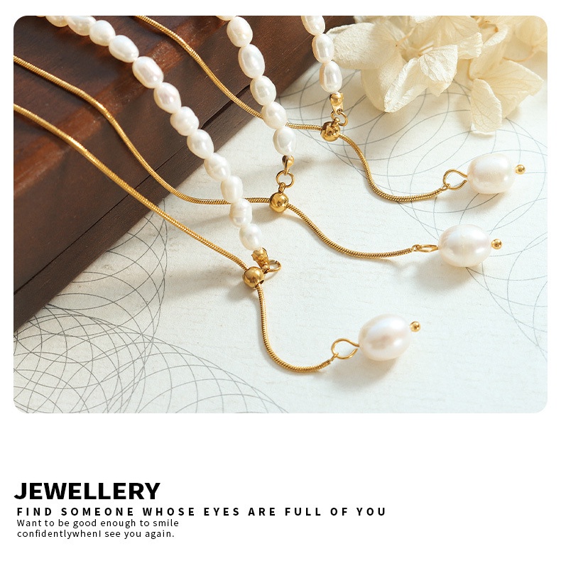 Vòng cổ Mạ Vàng Đính Ngọc Trai Sang Trọng Phong Cách Âu Mỹ