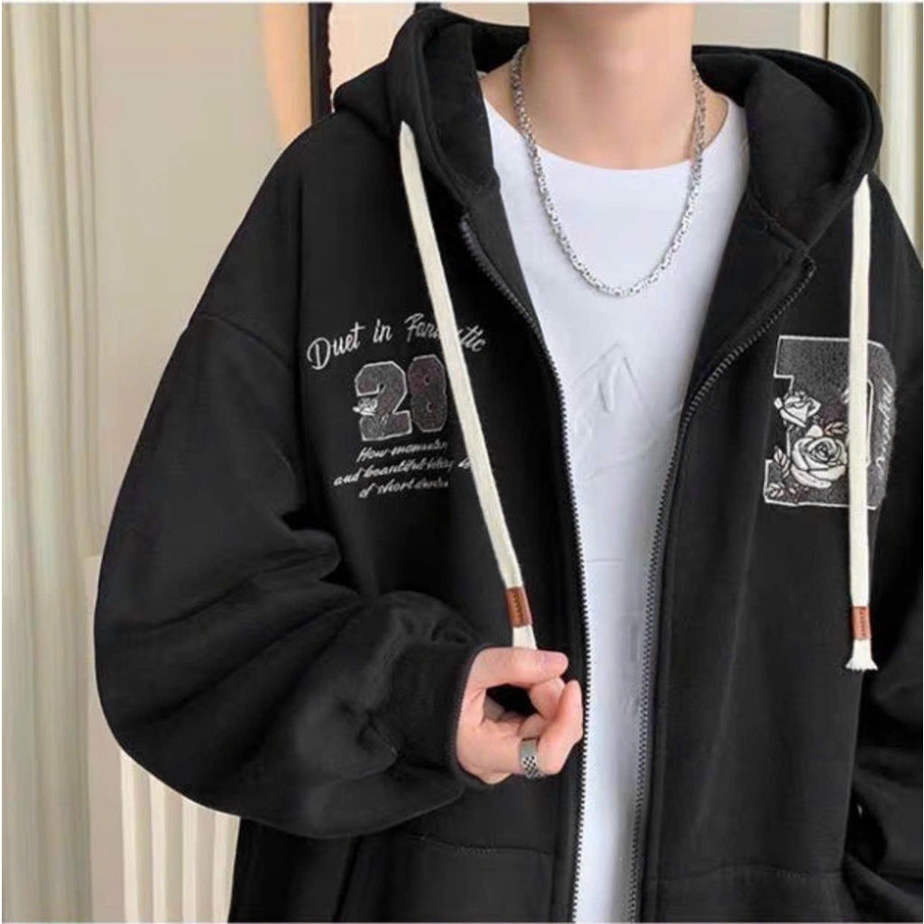 Áo Khoác Hoodie Zip Nam Nữ Logo Thêu 28D Cực Xinh Form Rộng Unisex Phong Cách Sành Điệu