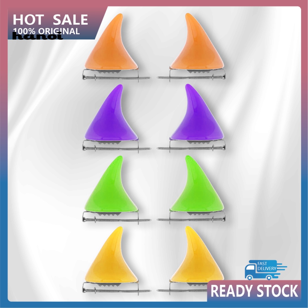 Set 4 Cặp Kẹp Tóc Hóa Trang Halloween Hình Sừng Quỷ Bằng Kim Loại