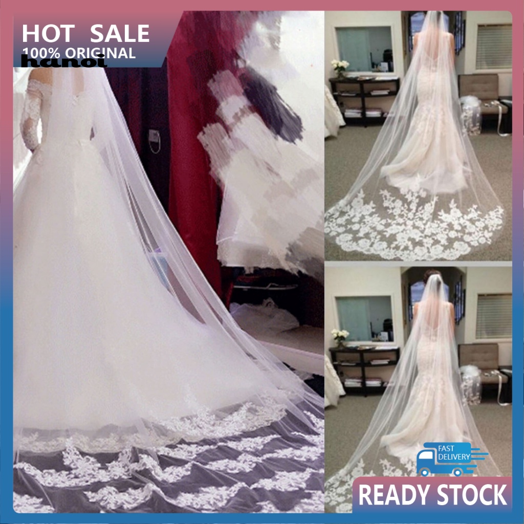 Mạng Che Mặt Một Lớp 300CM Kèm Lược Cài Tóc Cho Cô Dâu Ngày Cưới
