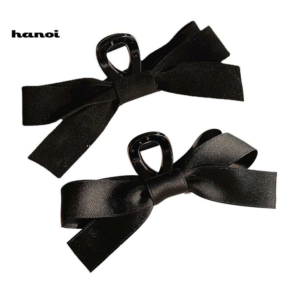 Kẹp Tóc Dạng Nơ Màu Trơn Co Giãn Tốt Có Răng Kẹp Dành Cho Nữ