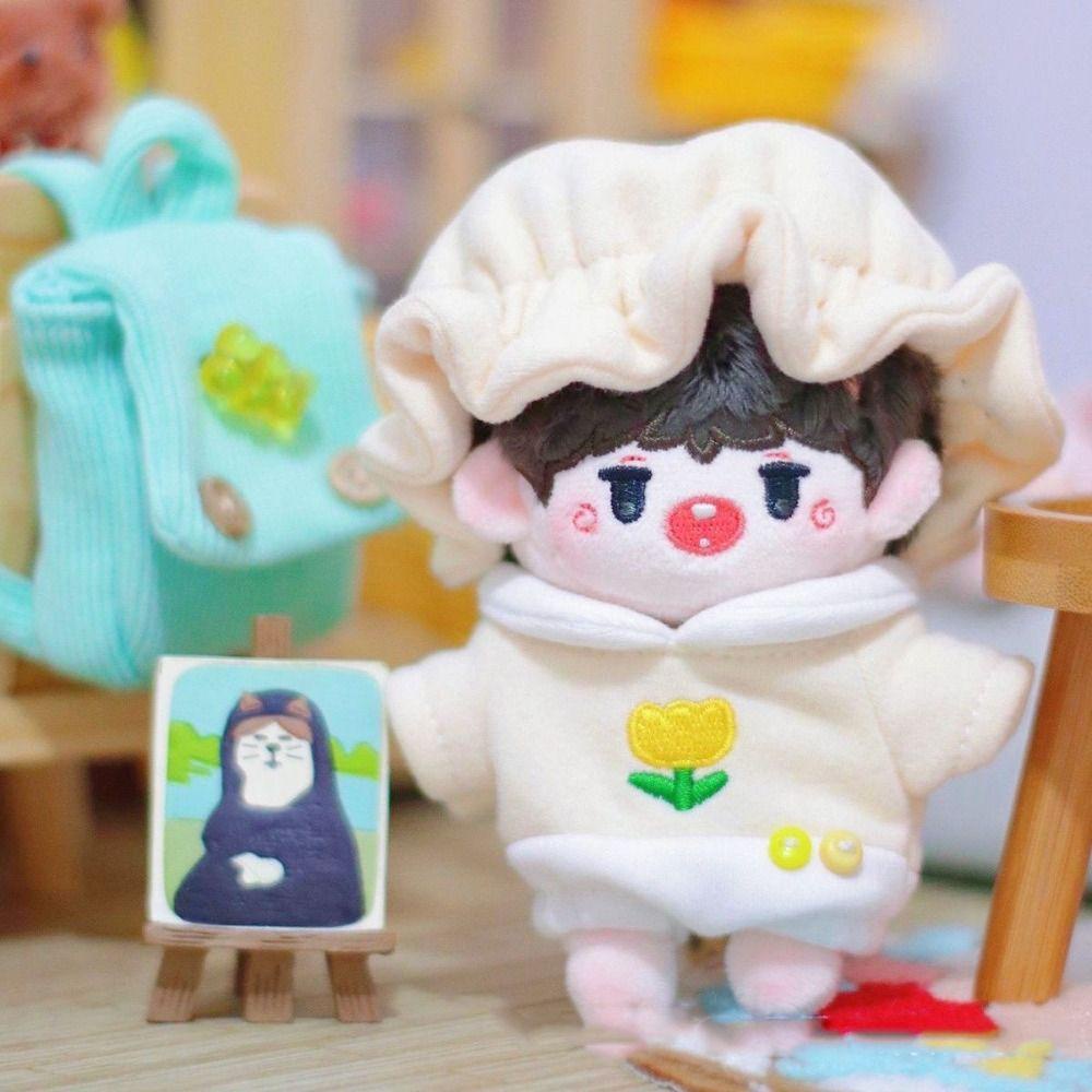 Haniray doll bodysuit, hoa văn chất liệu cotton quần áo búp bê, quần t-shirt có mũ mini mặc thường ngày trang phục búp bê thần tượng cho búp bê nhồi bông búp bê bông 10cm
