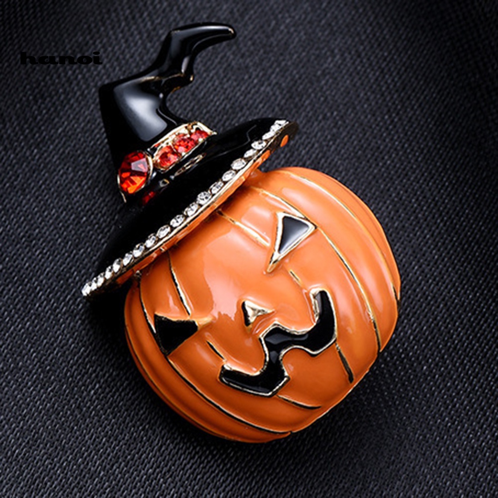 Ghim Cài Áo Hình Bí Ngô Đính Đá Phong Cách Halloween Thời Trang