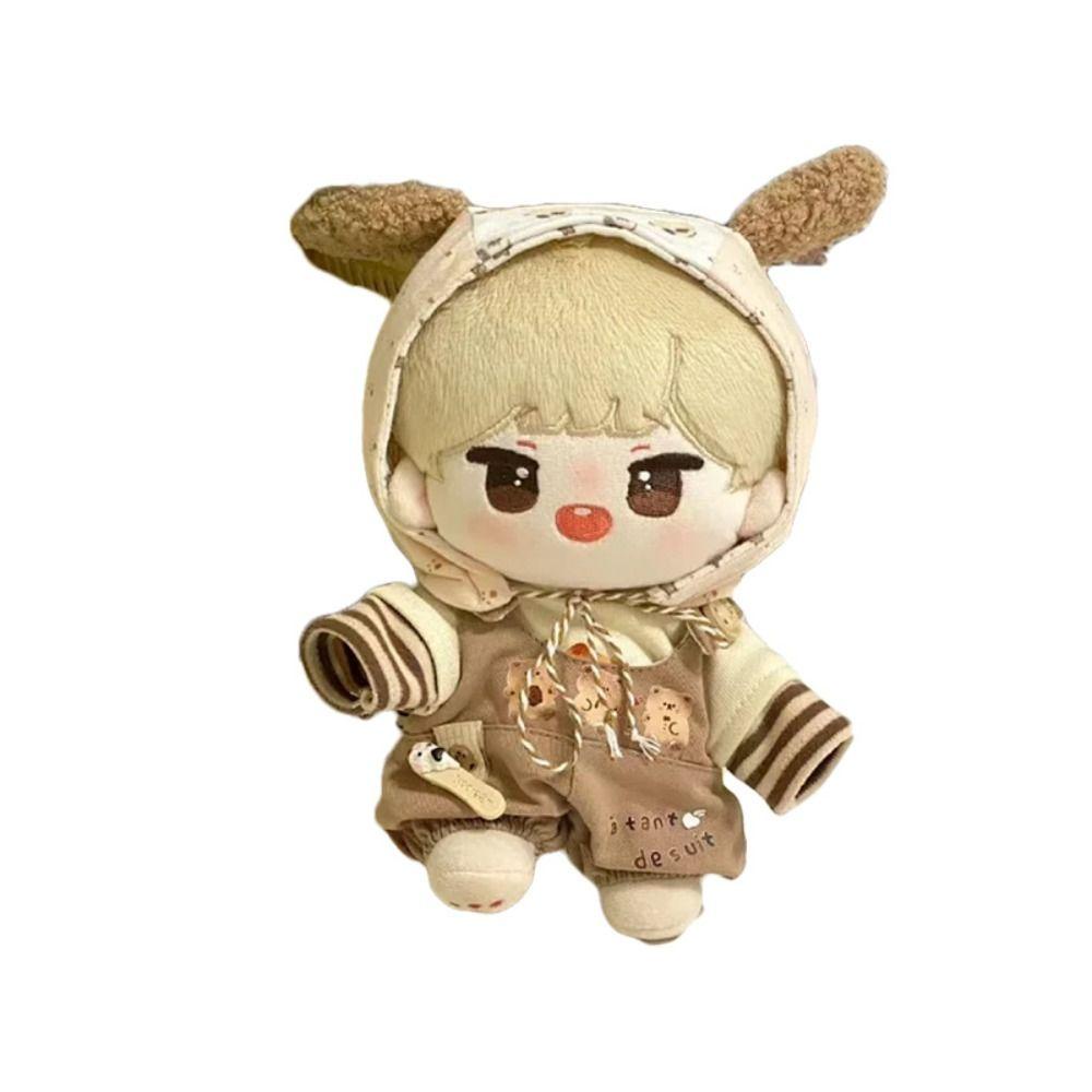 1 Bộ / 1 Bộ Áo Hoodie + Quần Yếm Cotton 20cm In Họa Tiết Hoạt Hình Dễ Thương Cho Búp Bê Tỉ Lệ 1 / 12