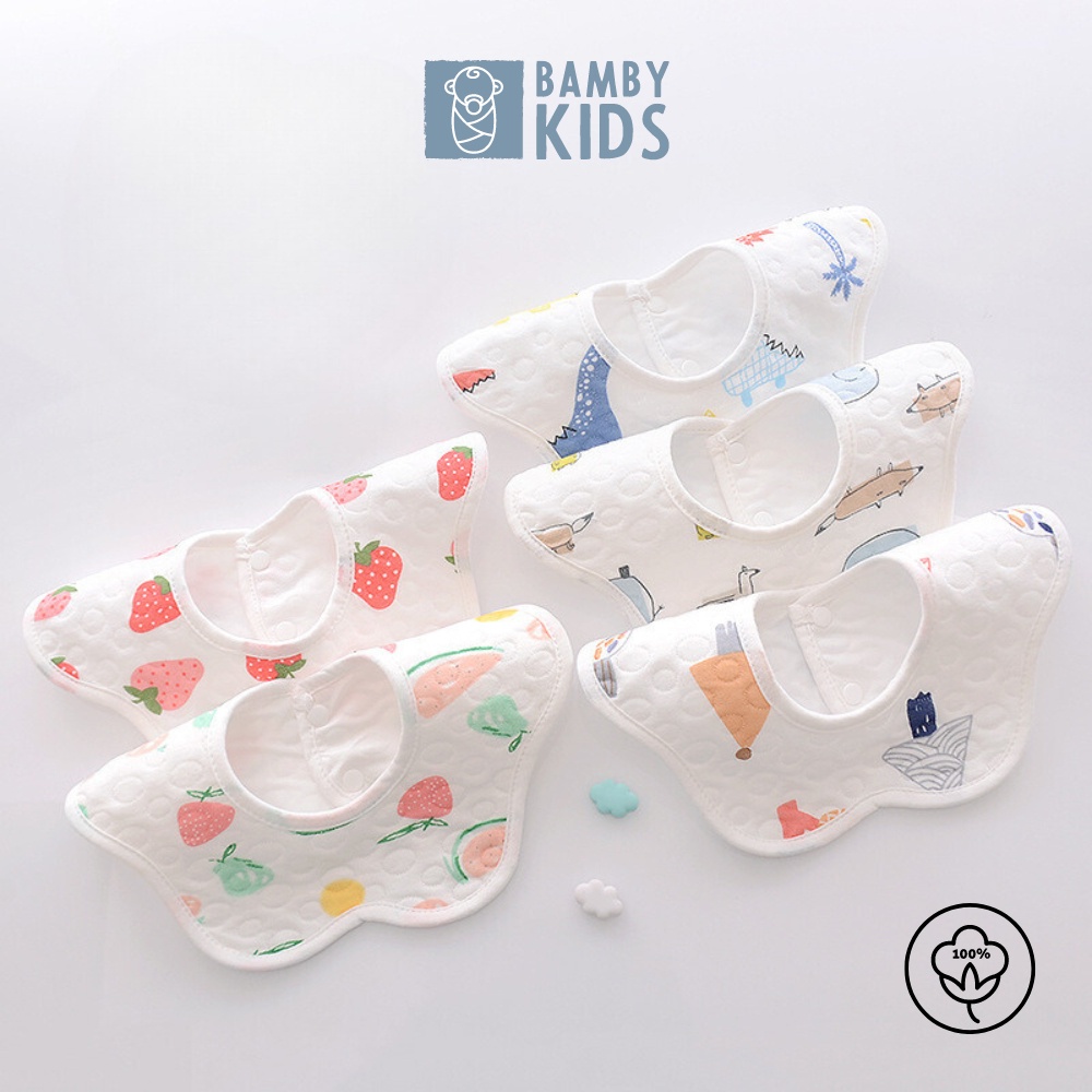 Yếm sơ xinh xô hình cánh hoa cao cấp cho bé mềm mại và thấm hút tốt