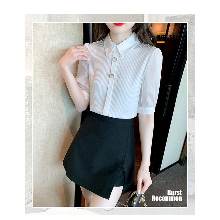 Áo Sơ Mi Chiffon Tay Lửng Phong Cách Hàn Quốc Thời Trang Mùa Hè 2023 Mới