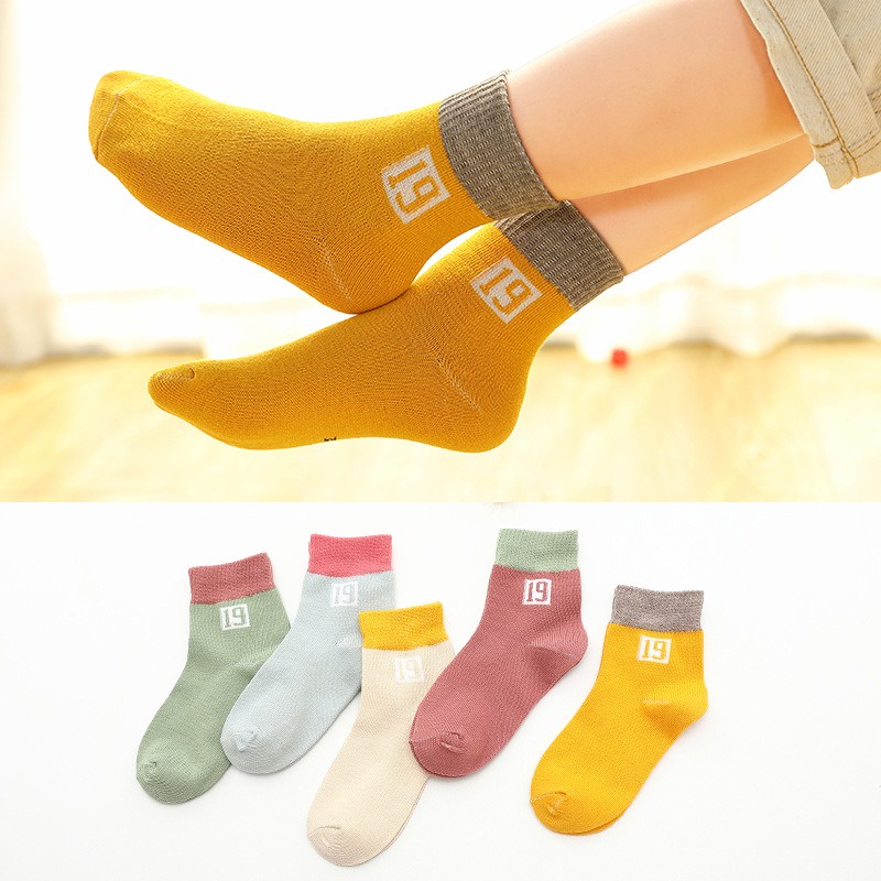 Set 5 Đôi Tất Cotton Hoạ Tiết Hoạt Hình Thời Trang Thu Đông Cho Bé