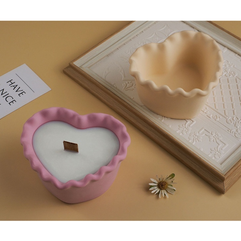 Khuôn Silicone Làm Chậu Hoa / Nến Hình Trái Tim DIY