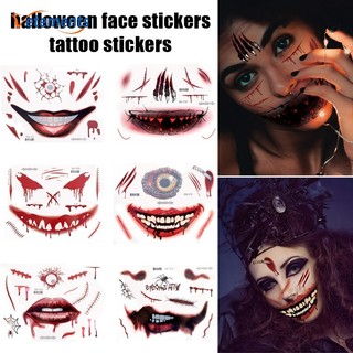Miếng dán mặt hình vết thương dơi / hình xăm kinh dị chống nước trang trí halloween diy