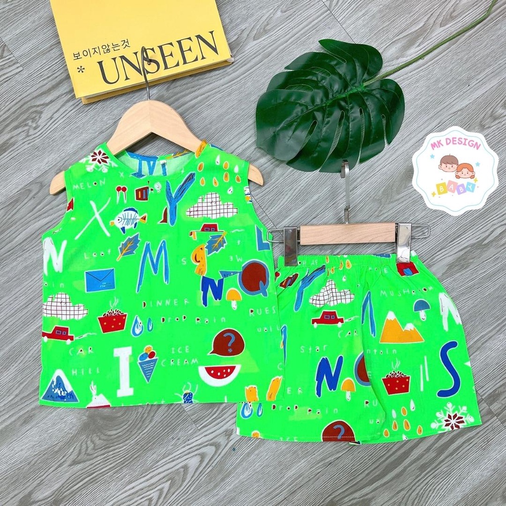 Bộ lanh bé trai sát nách, đồ bộ bé trai vải tole loại 1 size 7-35kg