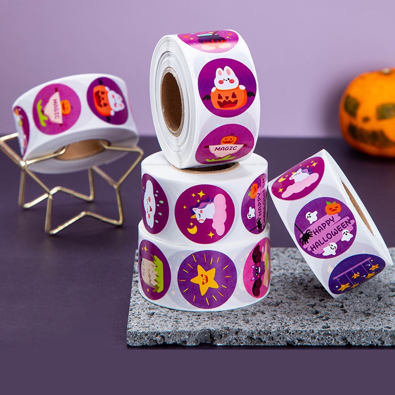 Cuộn 500 Sticker Dán Trang Trí Halloween / Giáng Sinh