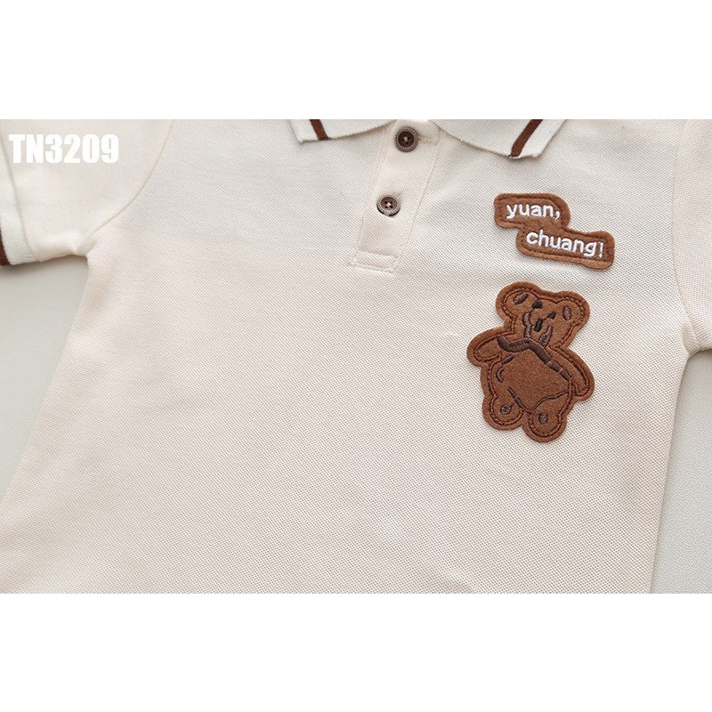 Set Đồ Bé Trai Áo Có Cổ polo thêu gấu và quần đùi kaki kèm túi đeo chéo Set Gấu Cho Bé Trai Tiger Baby Shop