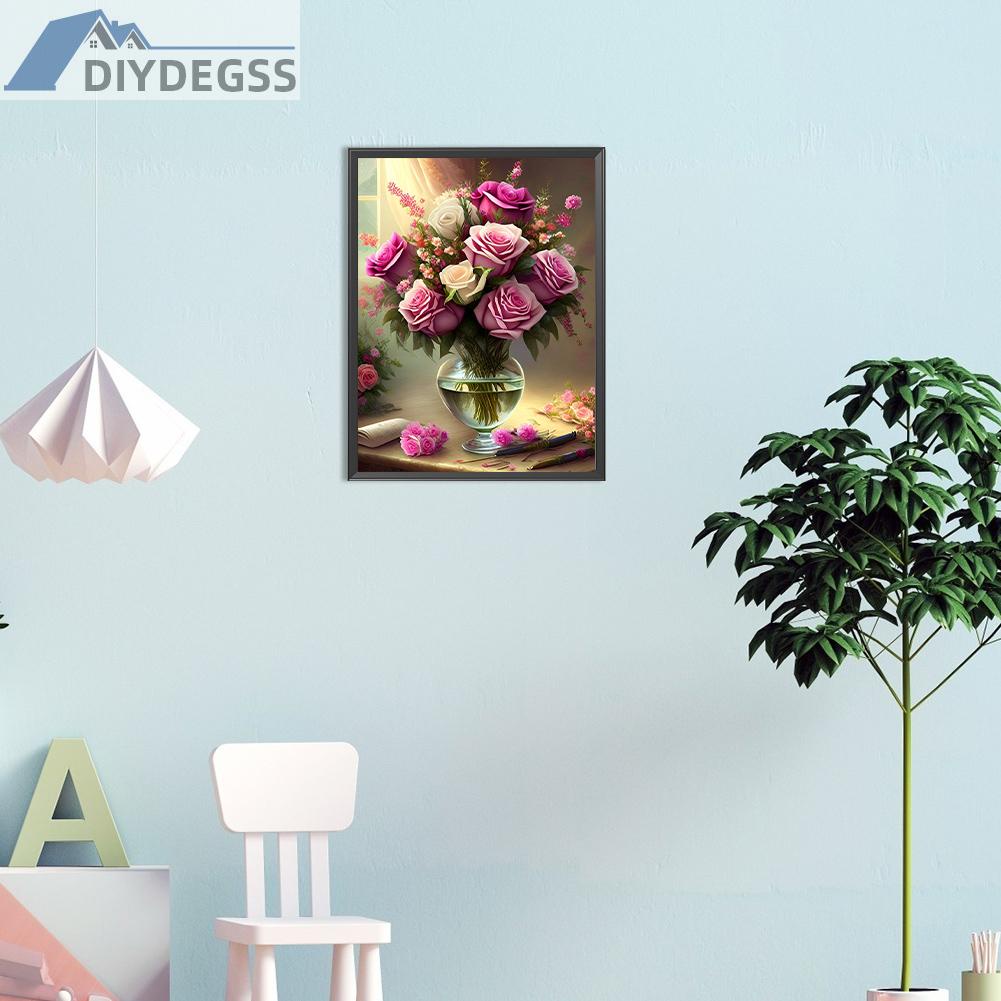 Tranh Đính Đá Kim Cương Toàn Bộ 5D DIY Hình Vẽ Hoa Hồng