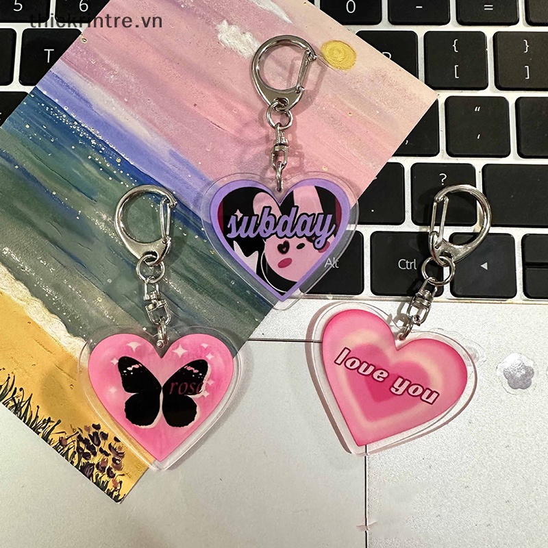 Móc Khóa Hình Trái Tim Bằng Acrylic Y2K Nhiều Màu Sắc Xinh Xắn