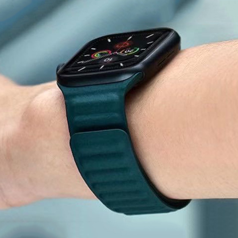 Dây Đeo Bằng Da Có Nam Châm Cho Đồng Hồ Thông Minh Apple Watch 45mm 41mm 44mm 40mm 40mm iWatch Ultar 49mm 8 7 6 SE 5 4 42mm