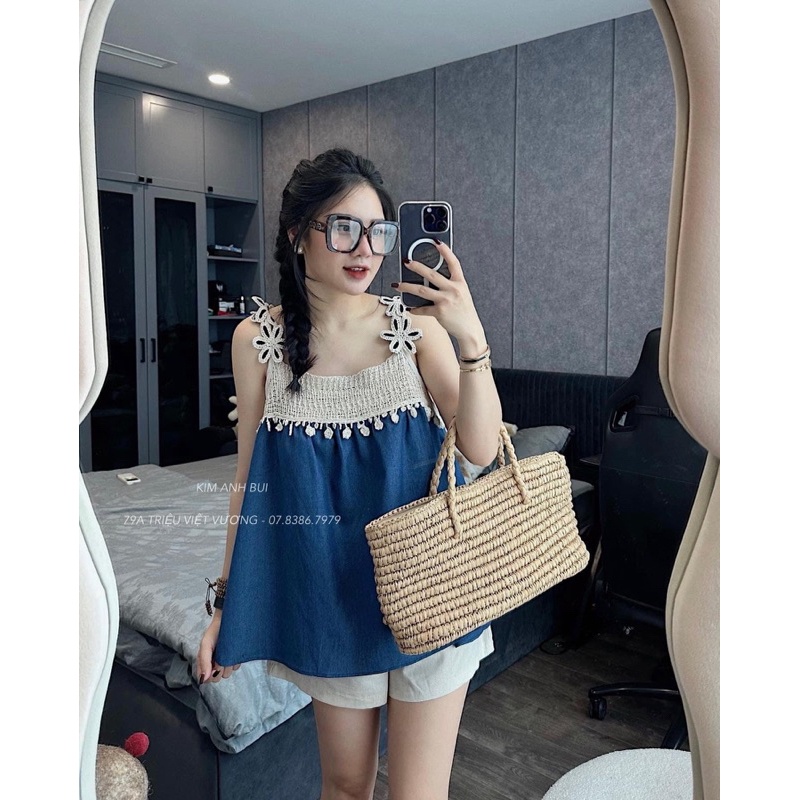 Set Bộ Nữ Hai Dây Ren Thổ Cẩm Phối Bò Kèm Quần Tacta Đùi Freesize