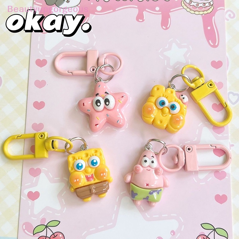 Móc Khóa Hình spongebob / Sao Biển / Ngôi Sao Hoạt Hình Dễ Thương Sáng Tạo Trang Trí Ba Lô  Làm Quà Tặng Cho Bạn Gái