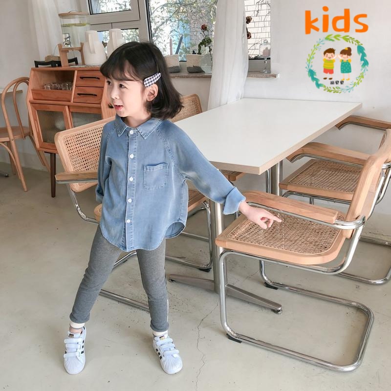 Áo Sơ Mi Denim Tay Dài Phong Cách Phương Tây Thời Trang Xuân Thu Dành Cho Bé Gái 3-5 - 8-10 - 12-13 Tuổi